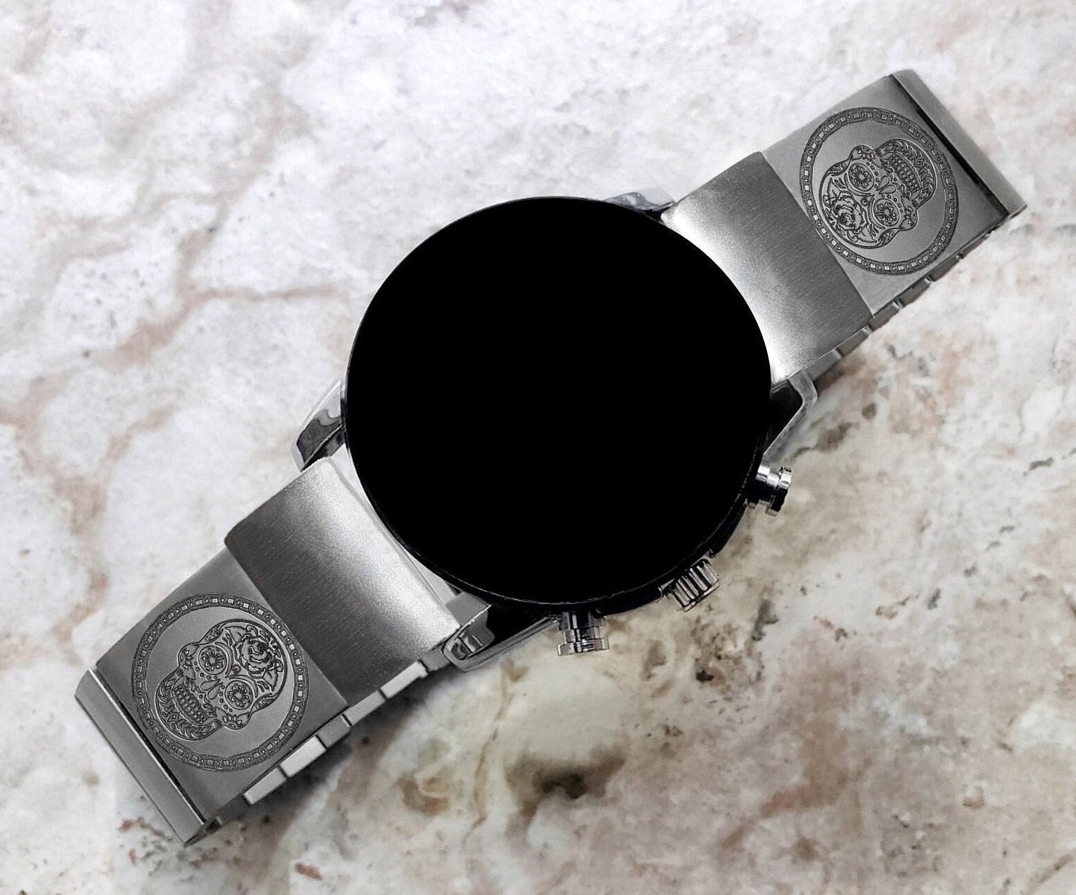 Engraved Watch Band Compatible with Garmin epix Pro 51mm Foretrex 601 701 Quatix 3 6X 7X D2 Tactix 7 Instinct 2X Solar StSteel Strap SS2 A26